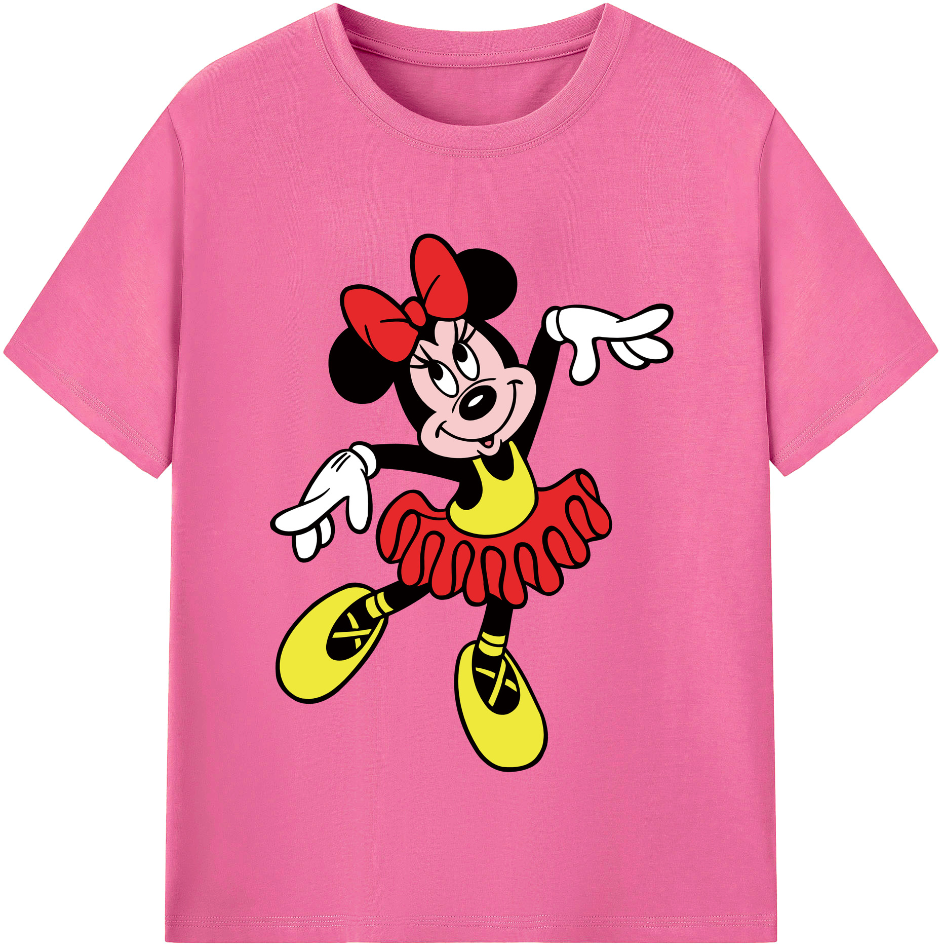 （画像用） ミッキーマウス Mickey Mouse レディースカジュアルプリントTシャツ（綿100％）